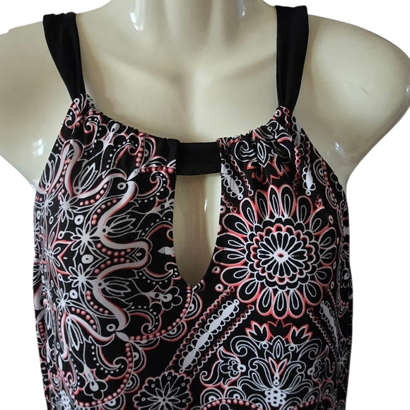 White House Black Market Black and Red Patterned Maxi Dress - Picture 3 of 9